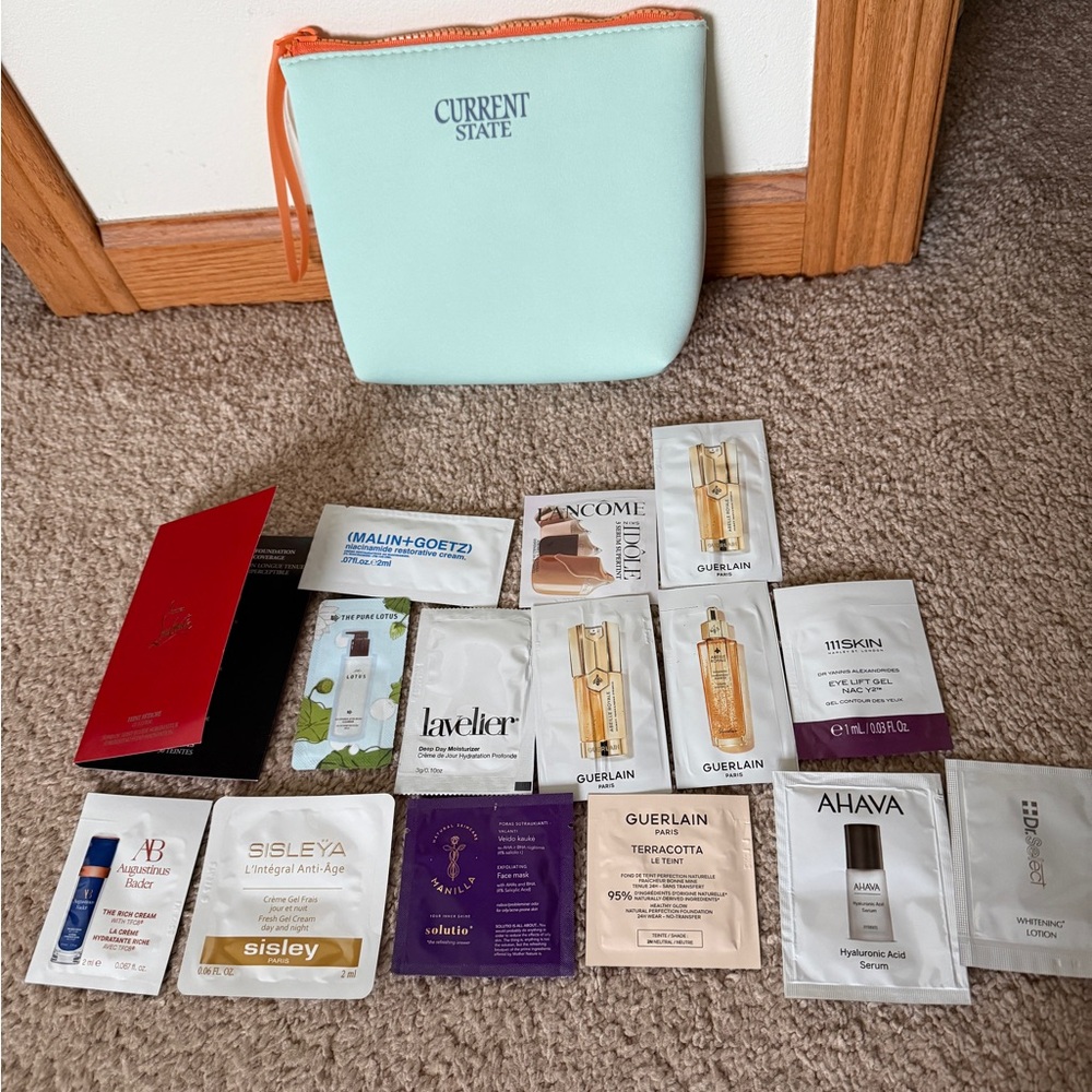 Saks Fifth Avenue Skincare Moisturizer Set with Mint and Orange Pouch
